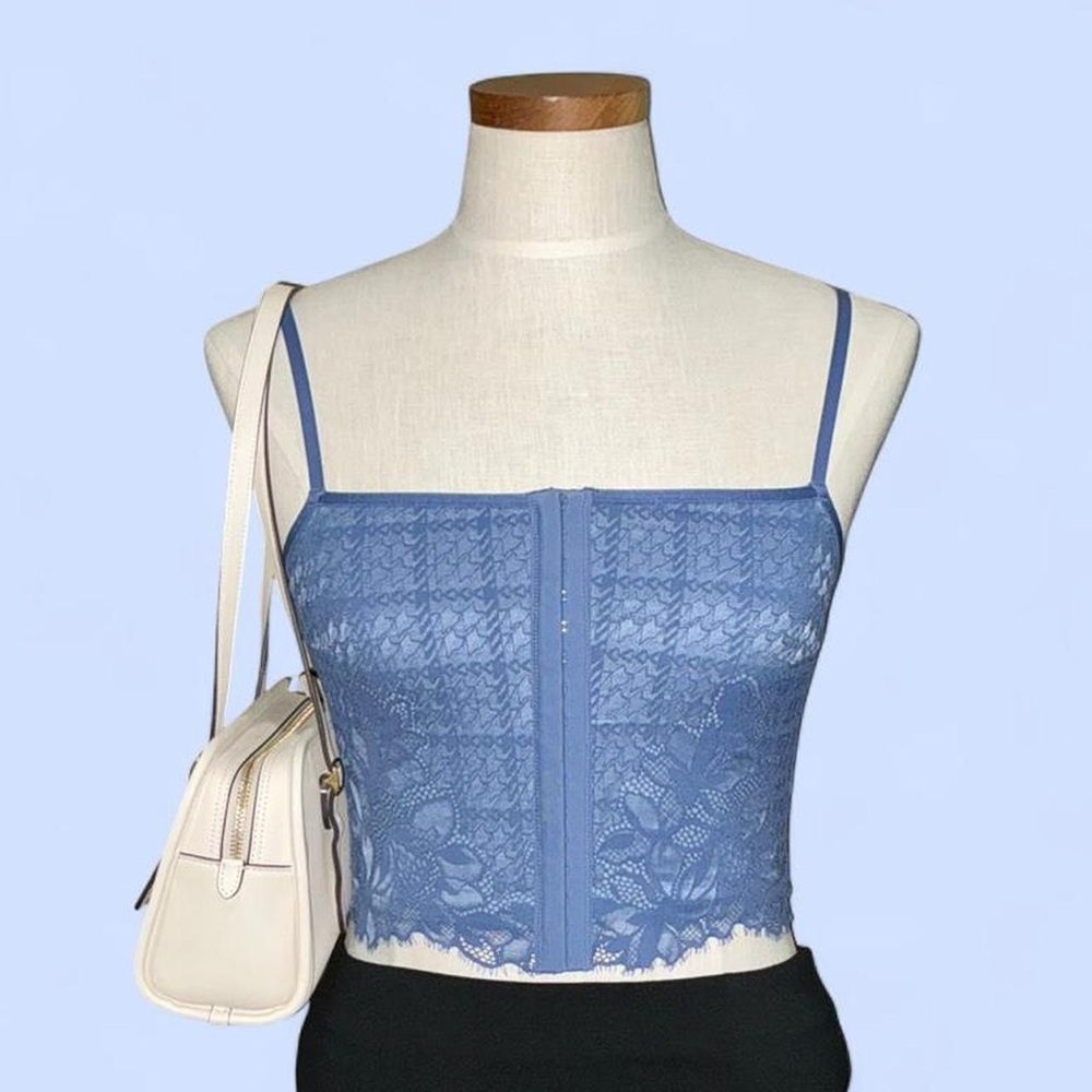 Aerie Show Off Winter Express Square Neck Corset Bralette Sz S in Blue